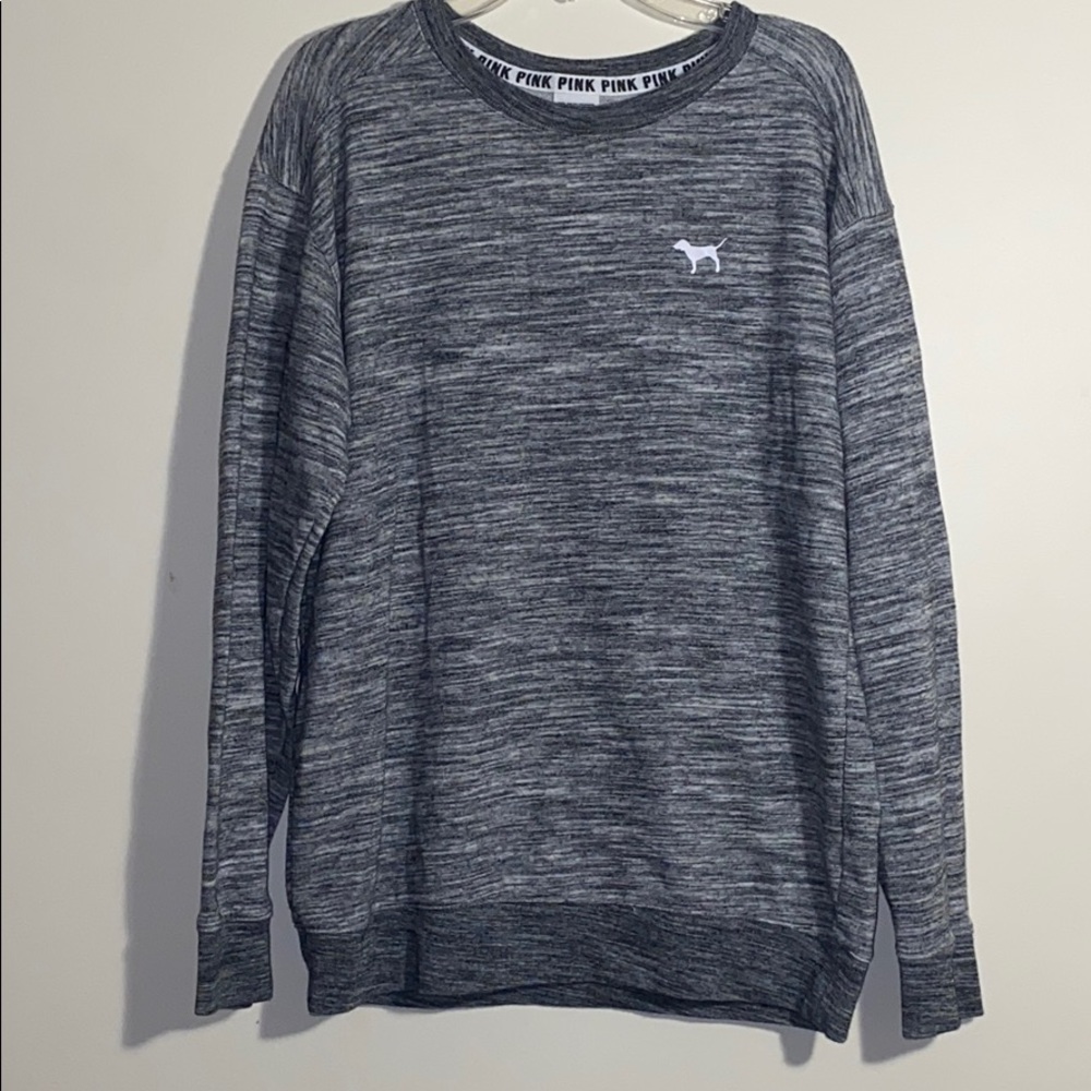 PINK Gray Pullover Sweater